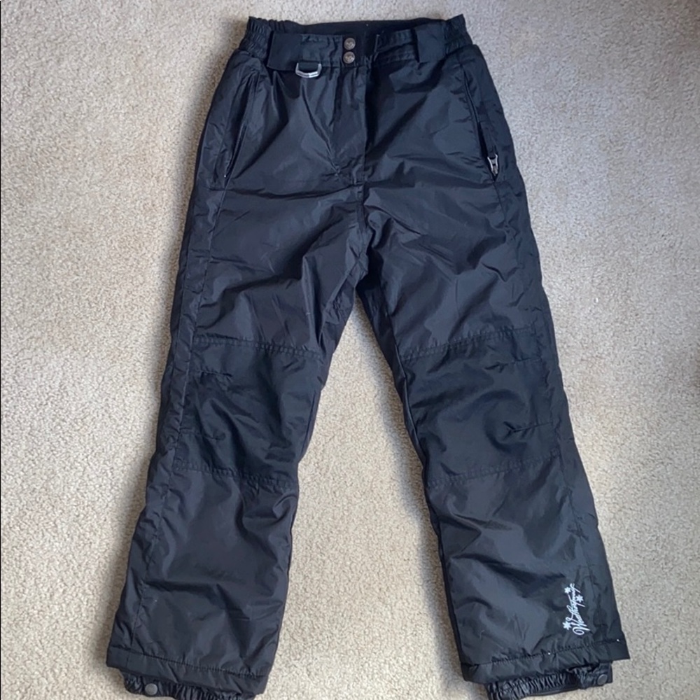 Children’s unisex weatherproof black snow pants